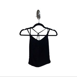 Black Fitted Strappy Back Tank Top